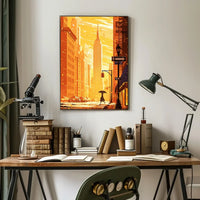 New York City Skyscraper Sunset Poster Modern Wall Art
