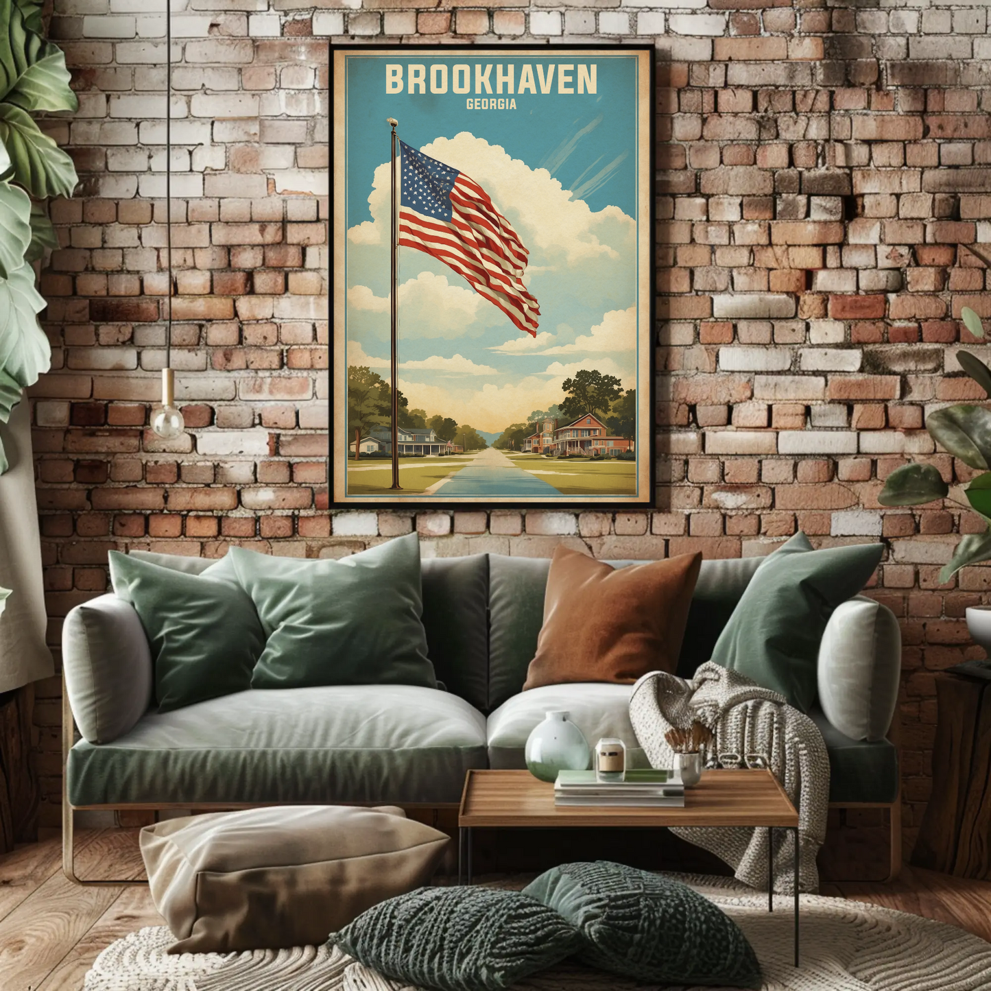Brookhaven Georgia American Scene Art Vintage Travel Poster