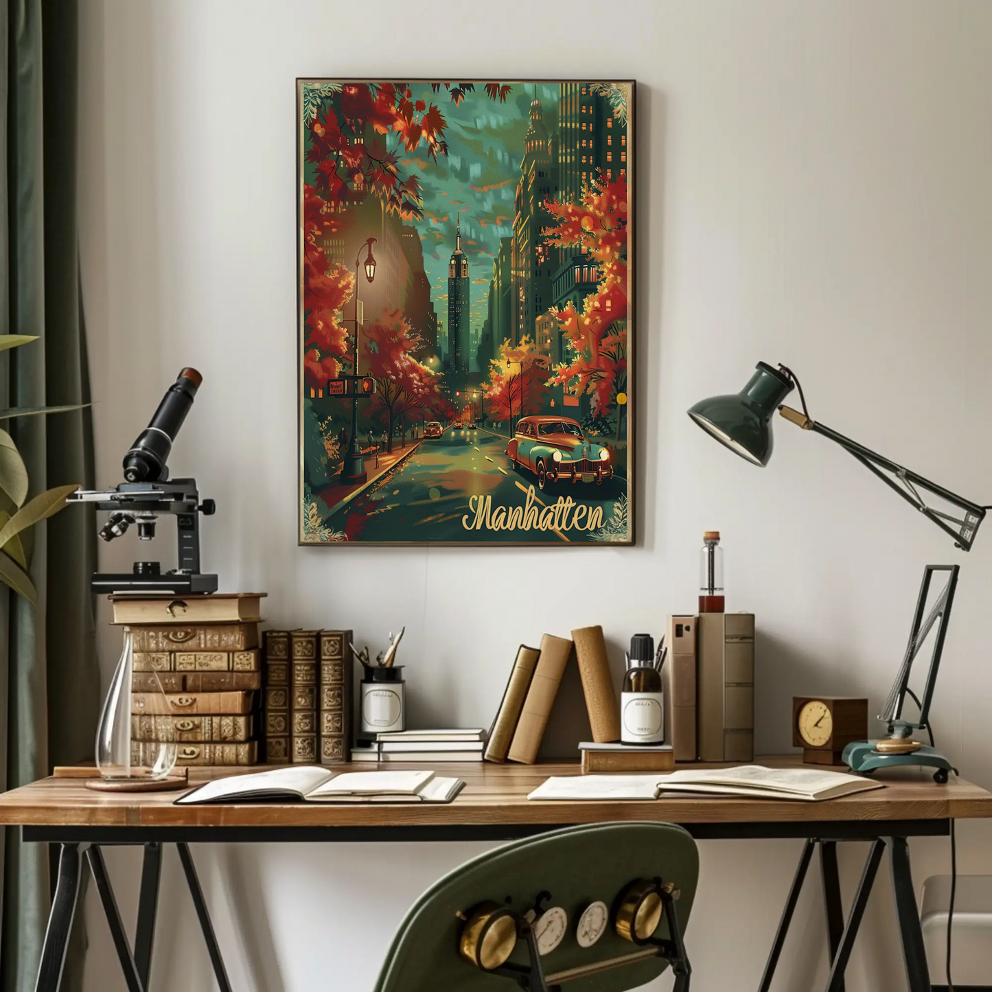 Manhattan Autumn Empire State Travel Poster