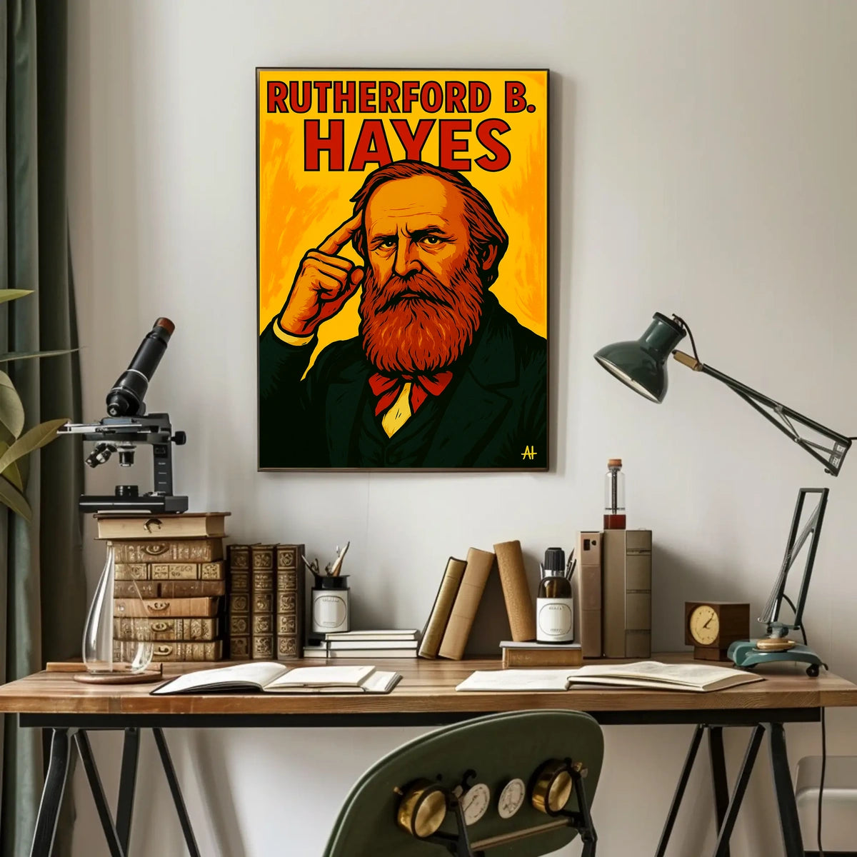 Rutherford Hayes Portrait Scenic Vintage Poster