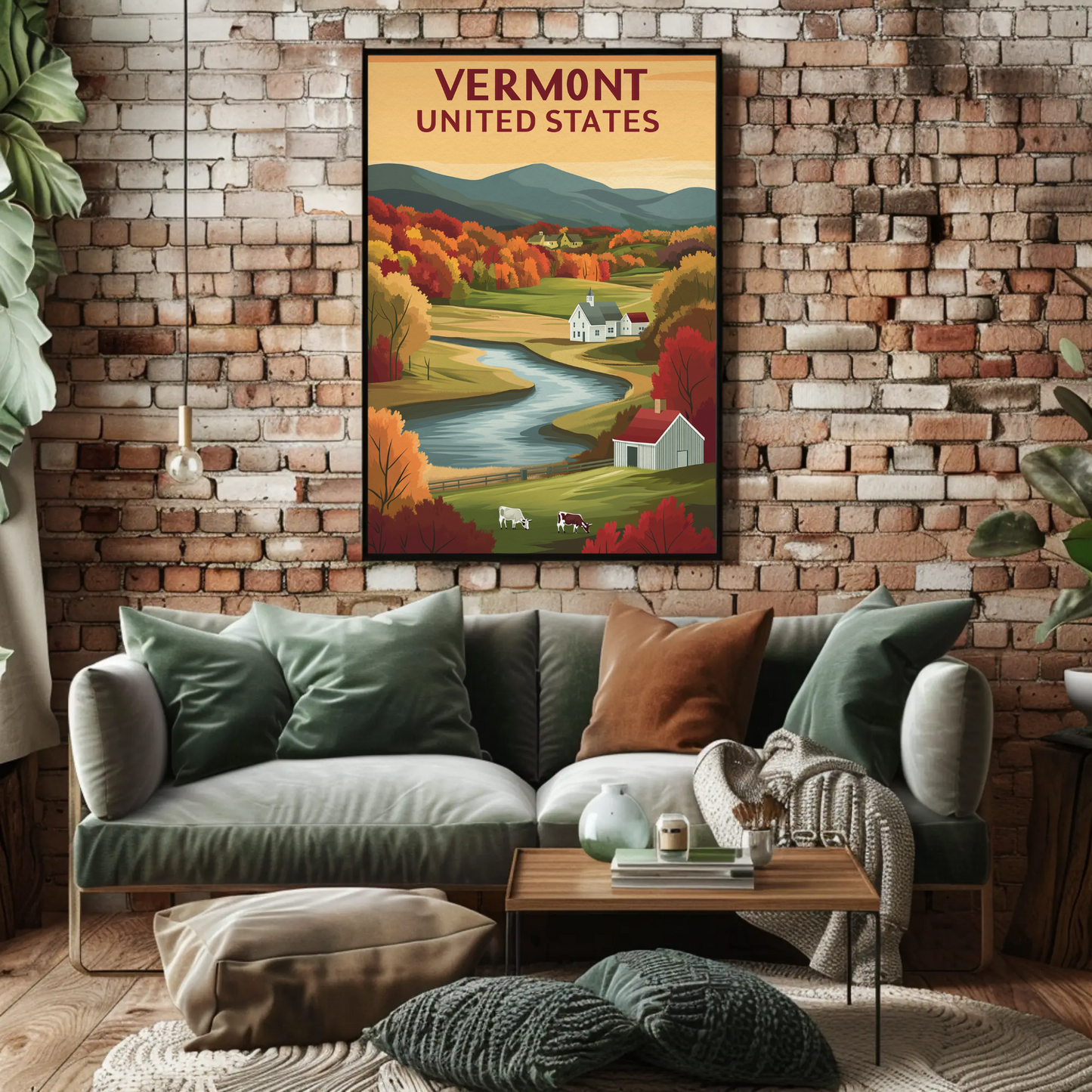 Vintage Travel Poster - Vermont Farm Valley