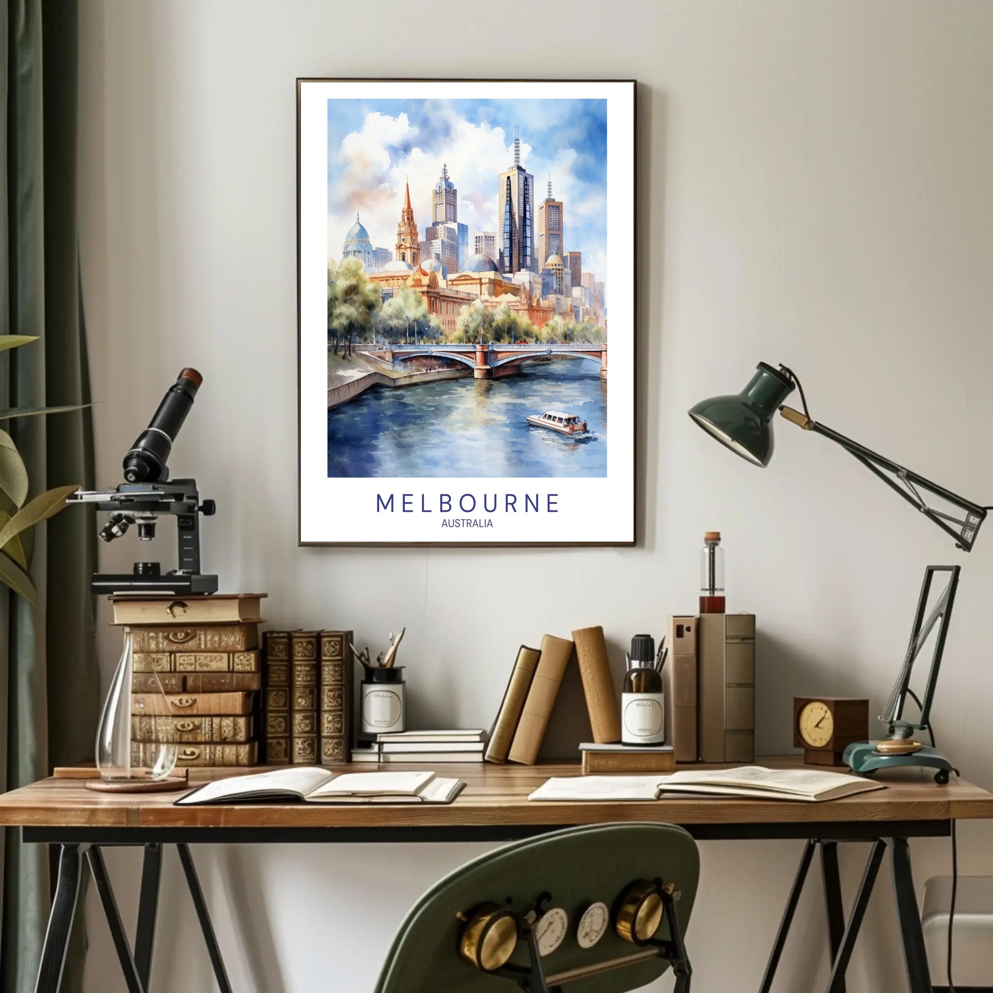 Melbourne Skyline Illustration Travel Poster PosterGoat