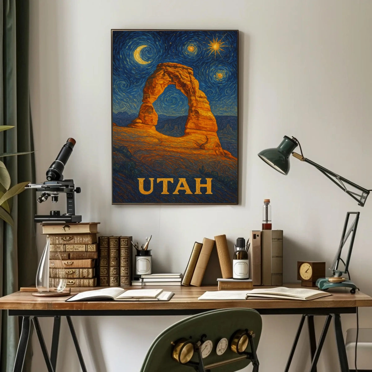 Delicate Arch Under Starry Night in National Park Poster