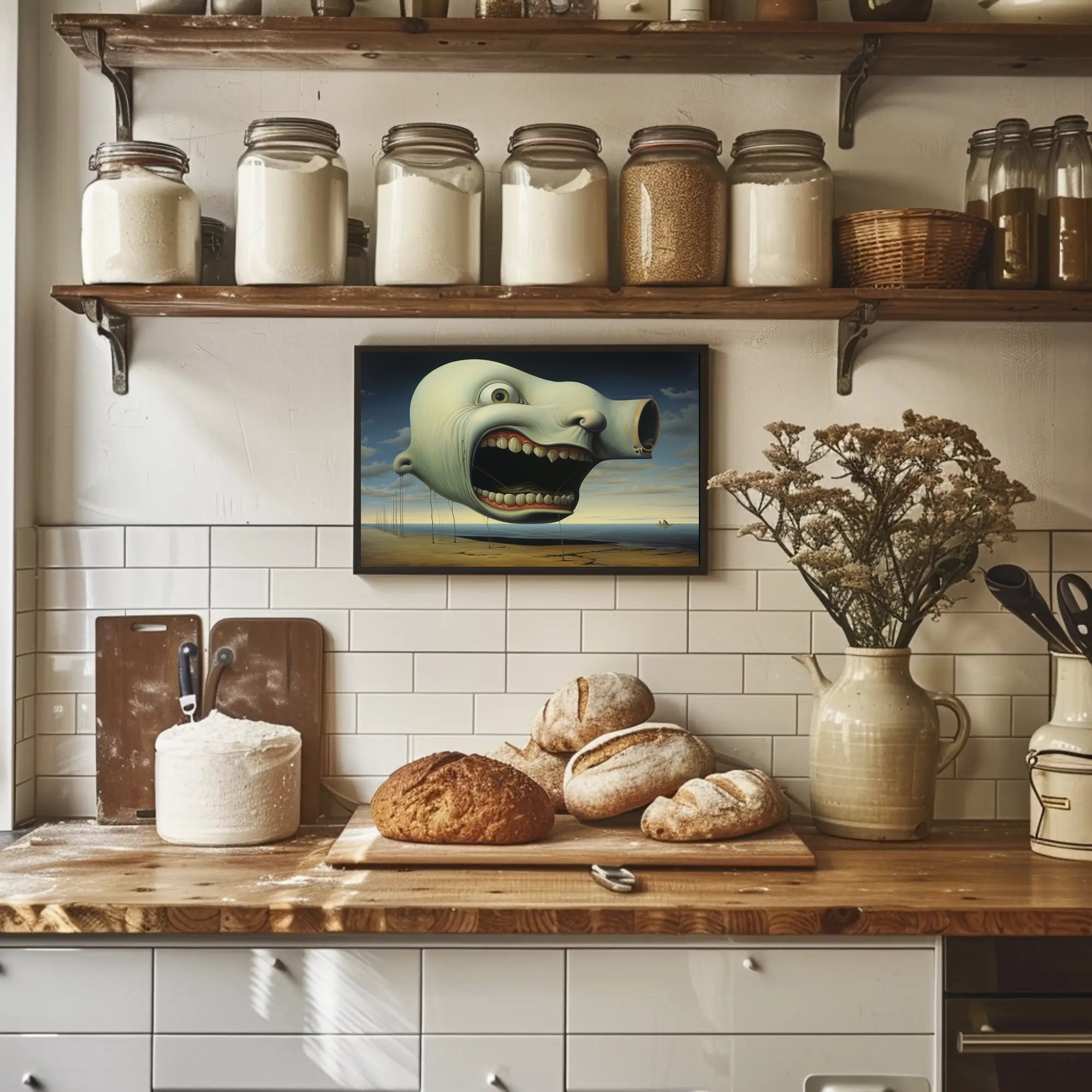 Surreal Floating Head Seaside Abstract Artistic Poster