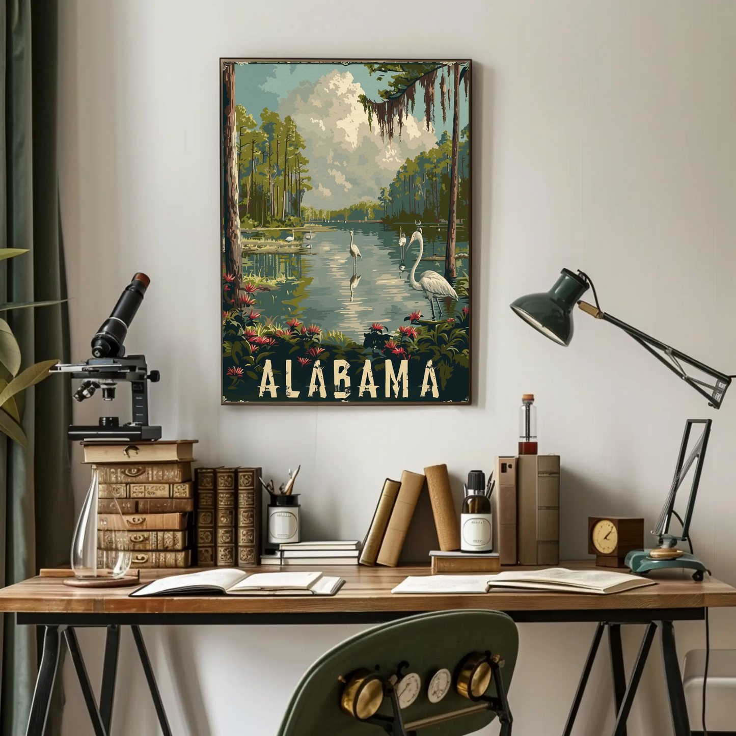 Alabama Wetlands and Herons Travel Poster
