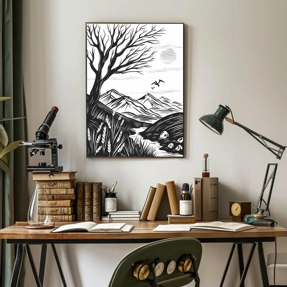 Modern Minimalist "N" Design Art Poster