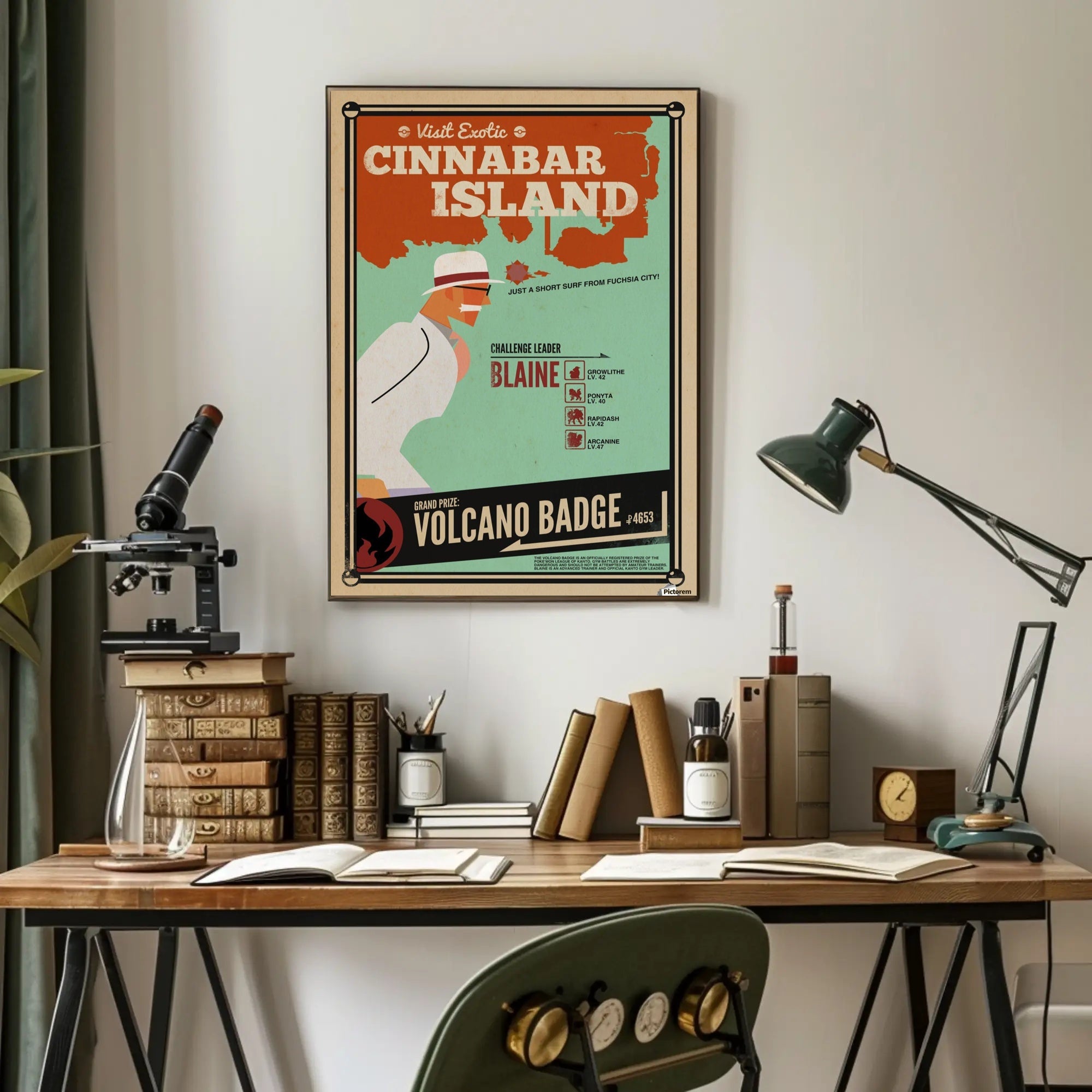 Cinnabar Island Retro Poster: Pokémon Adventure Travel Poster PosterGoat