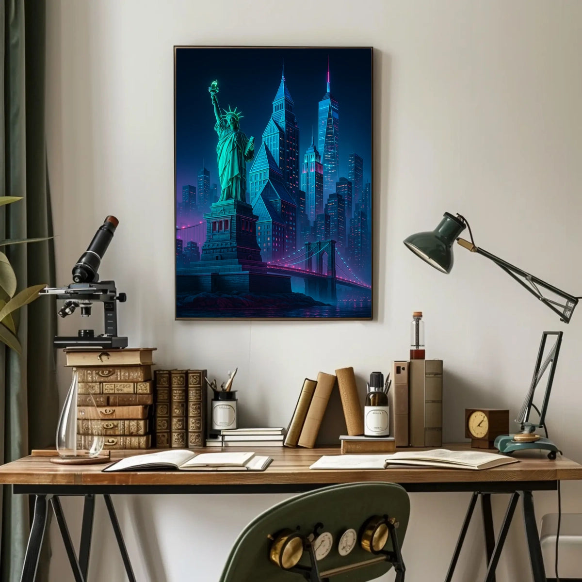 New York City Poster Modern Neon Urban Skyline Wall Art