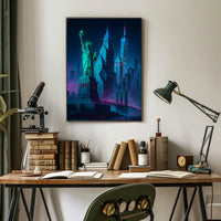 New York City Poster Modern Neon Urban Skyline Wall Art