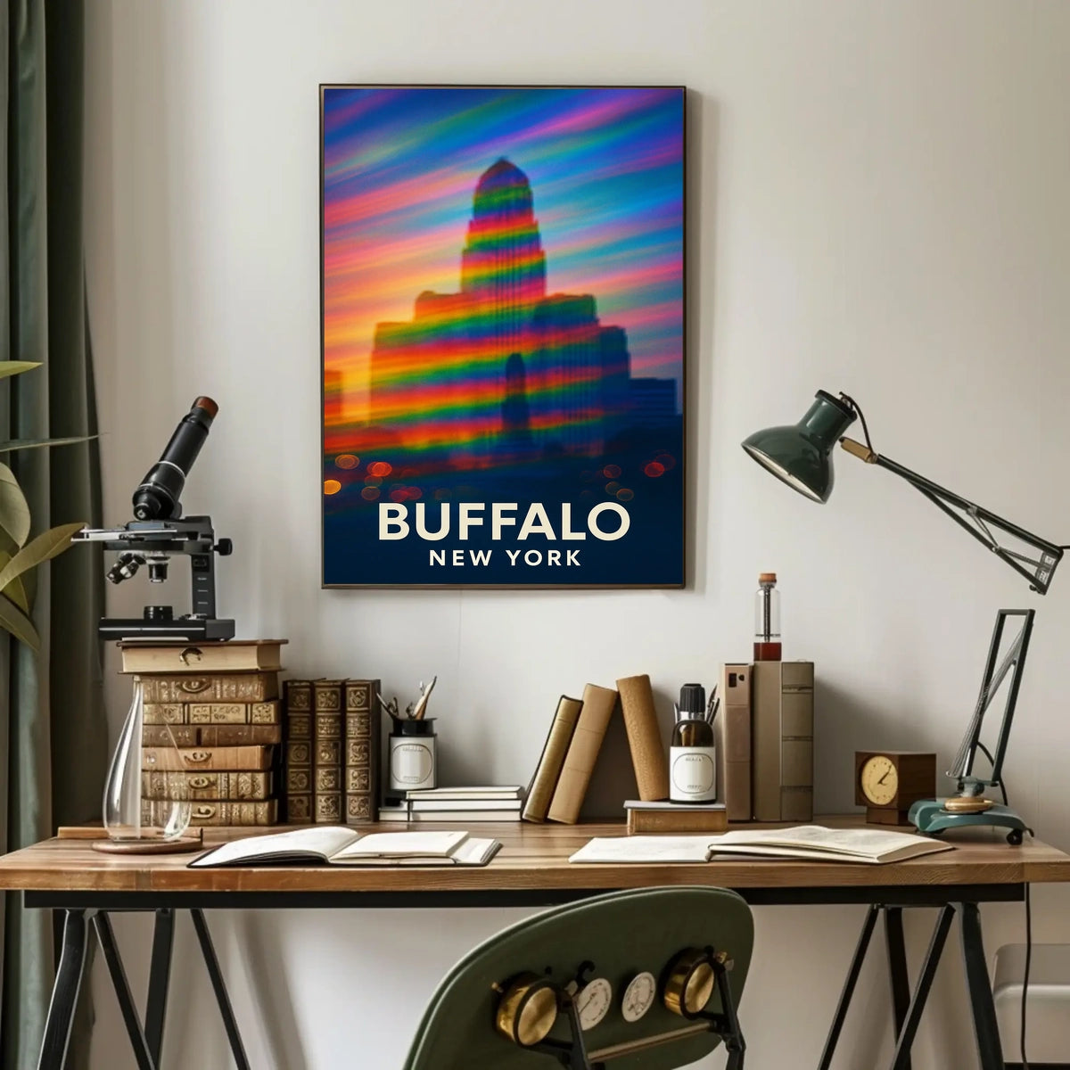 Buffalo Skyline Vibrant Digital Painting Souvenir Poster