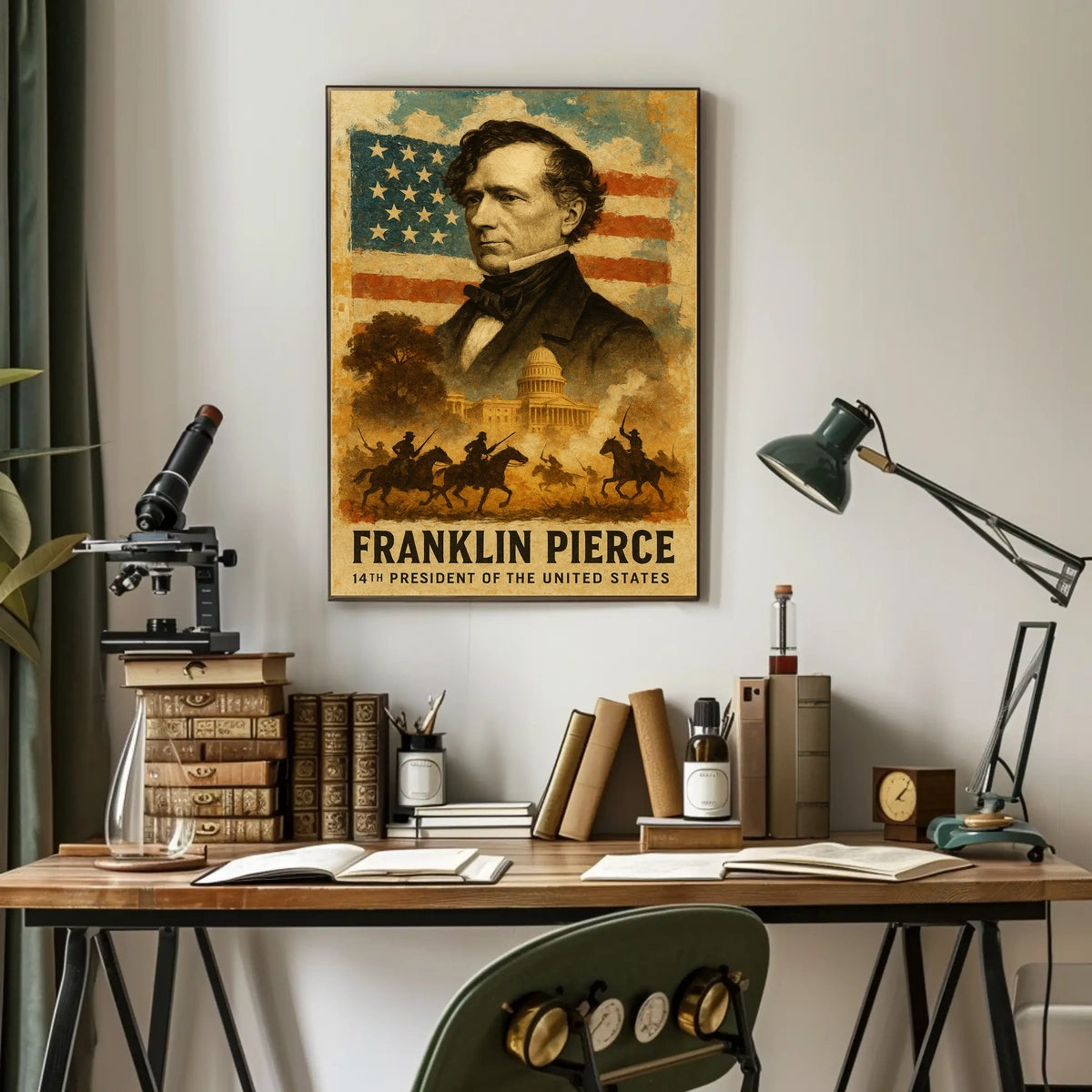 Franklin Pierce 14th President of the United States Layered Digital Collage Poster