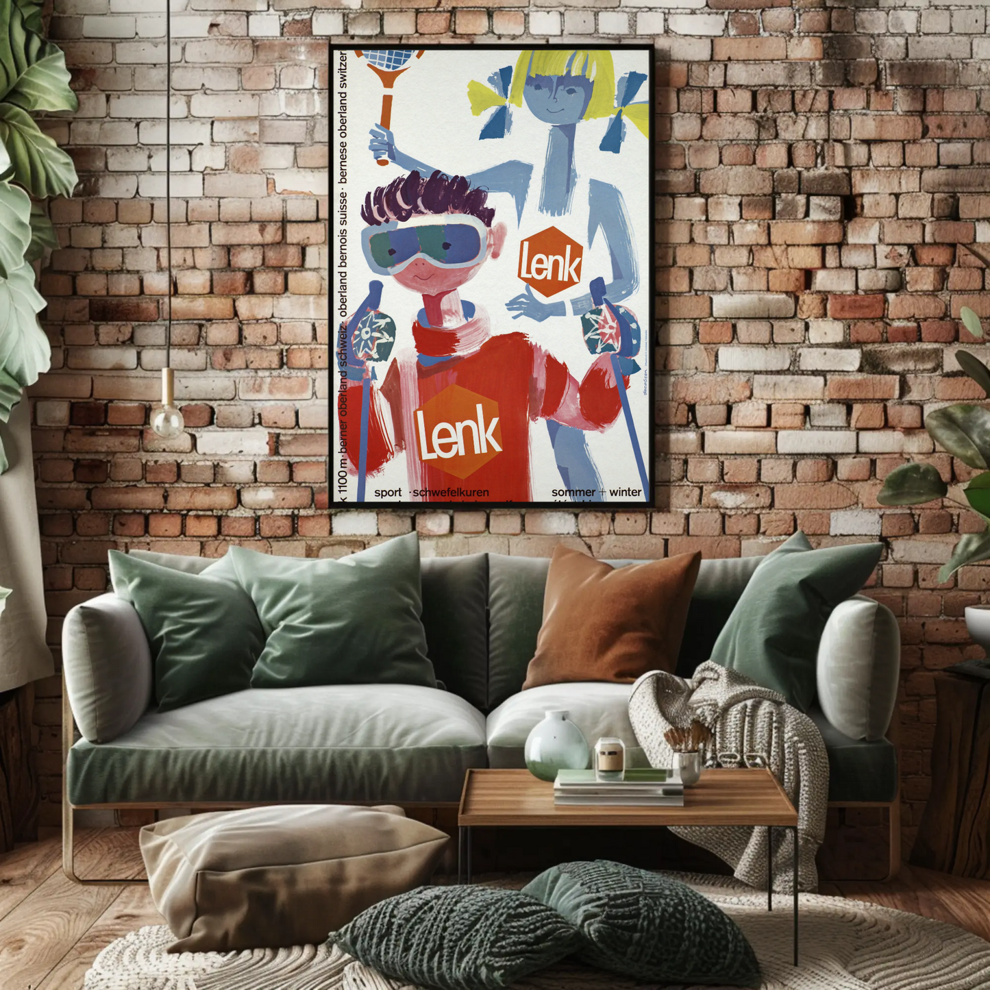 Lenk Switzerland Winter Summer Vintage Poster
