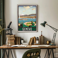 Picturesque Early 20th-Century Scene of Geneva Travel Poster