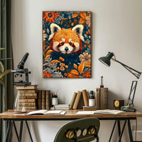 Red Panda in Bloom Wall Art Print