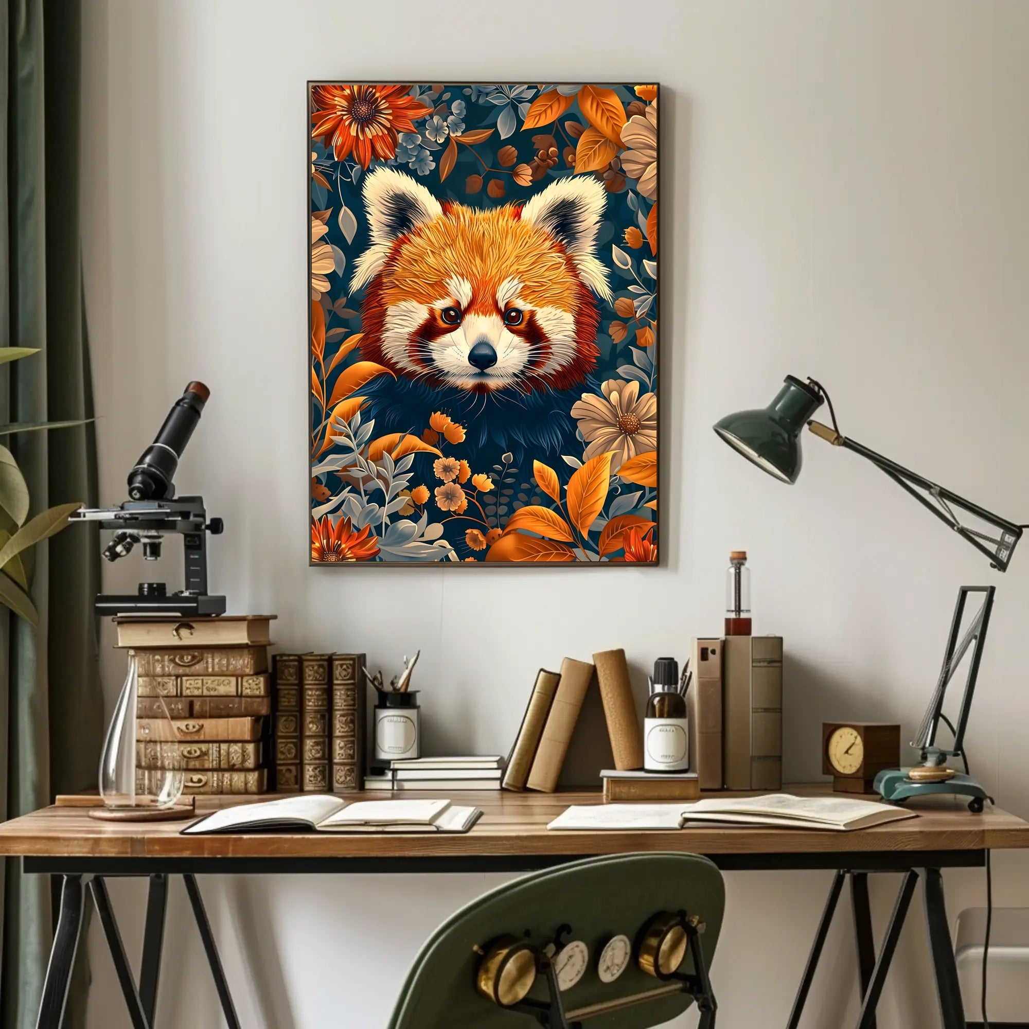 Red Panda in Bloom Wall Art Print