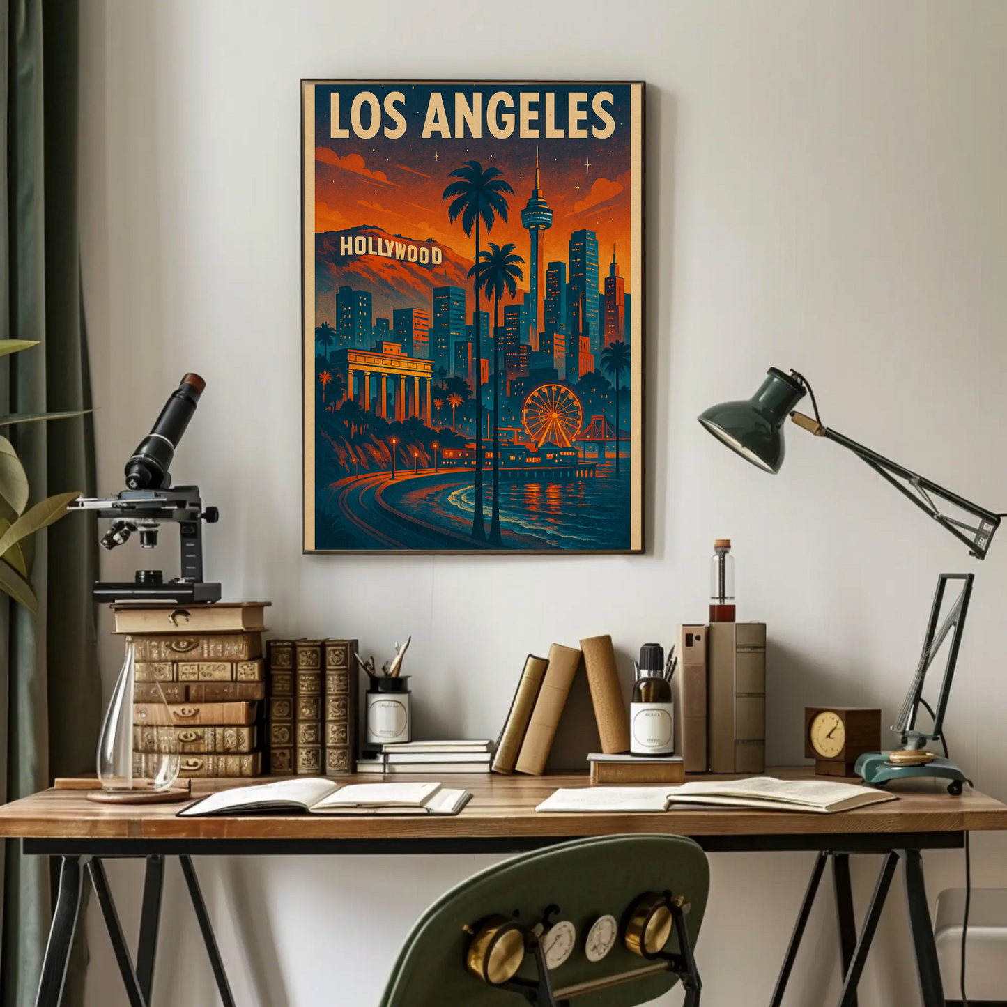 Los Angeles Hollywood Sunset Travel Poster