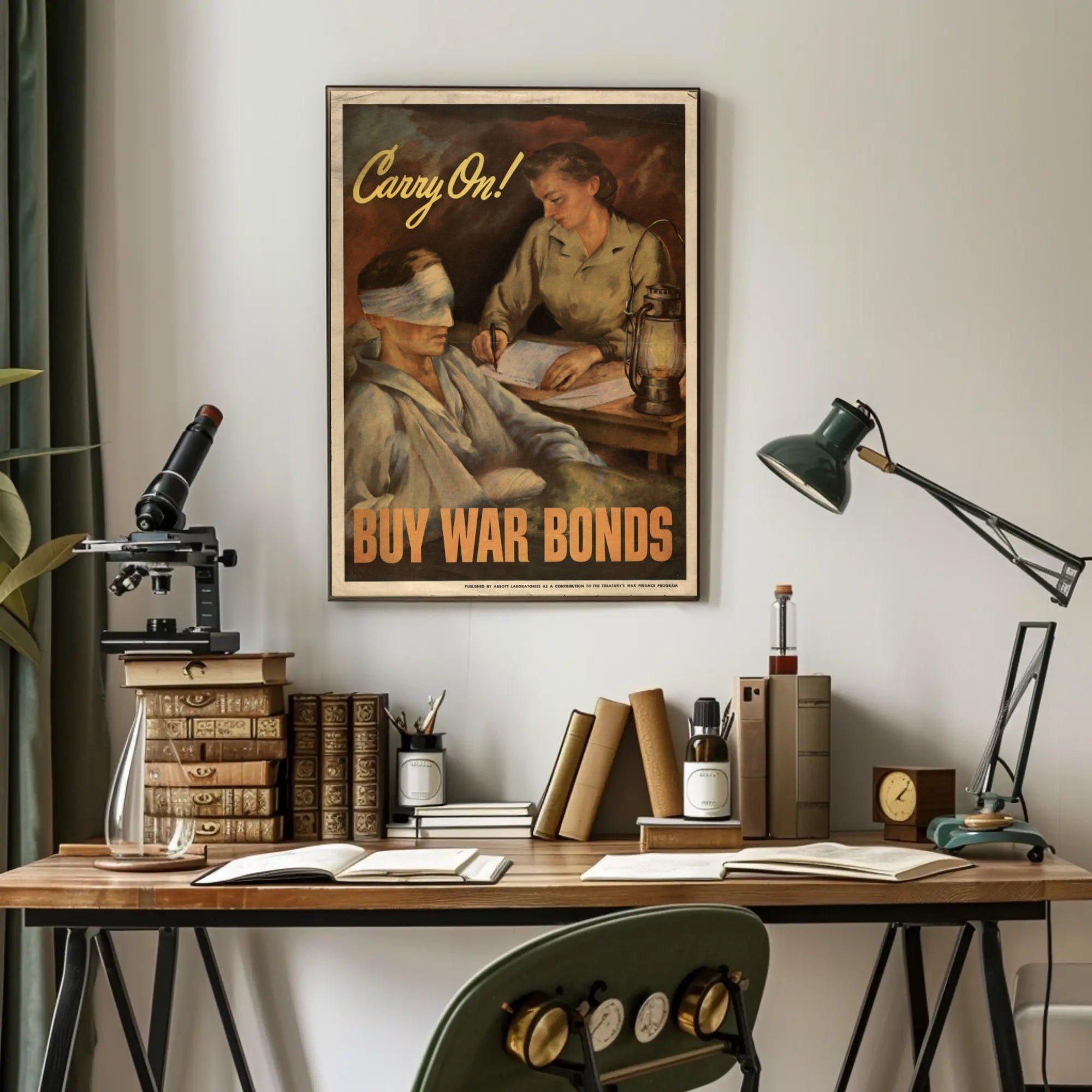 Carry On! Buy War Bonds Poster PosterGoat