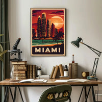 Miami Sunset Skyline Poster