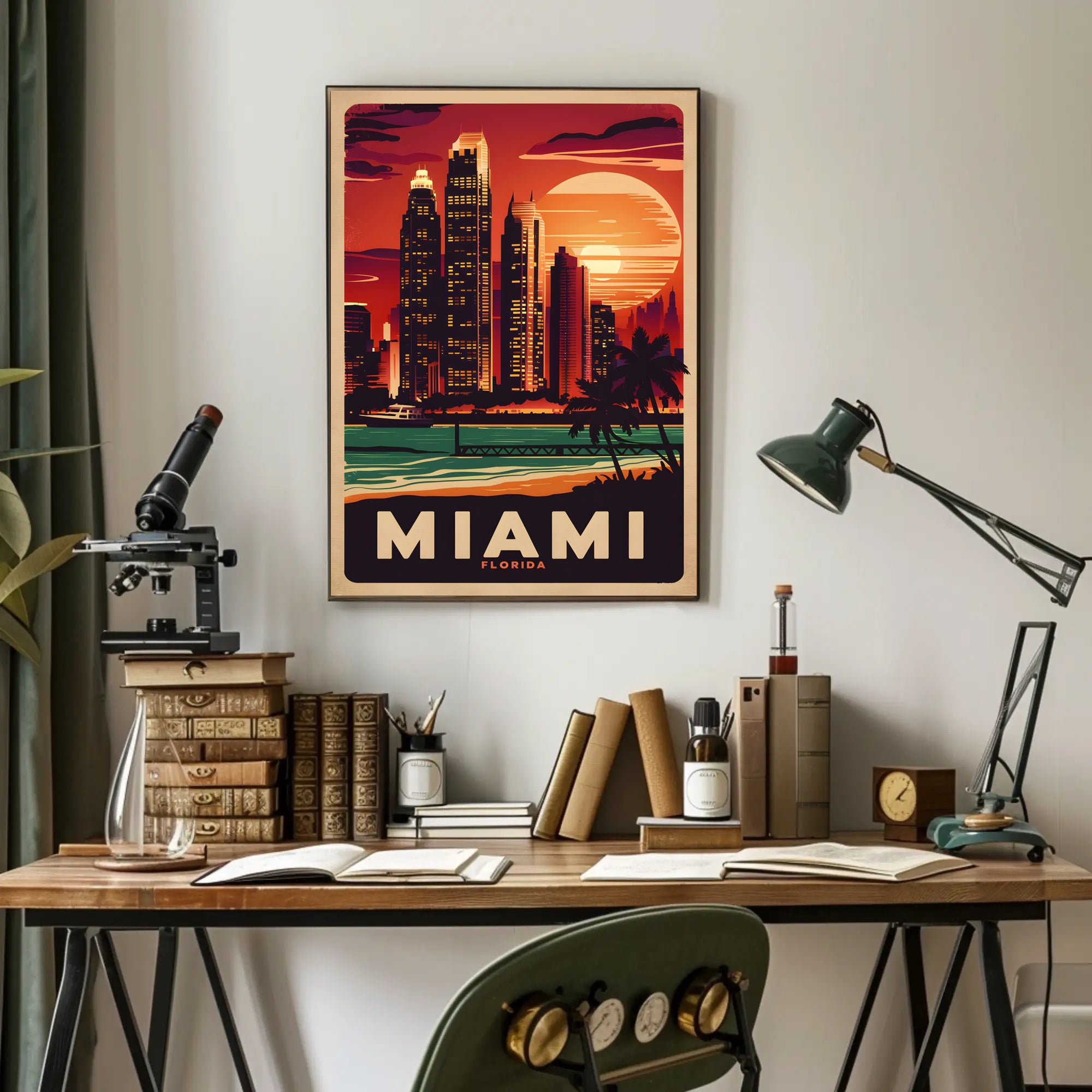 Miami Sunset Skyline Poster