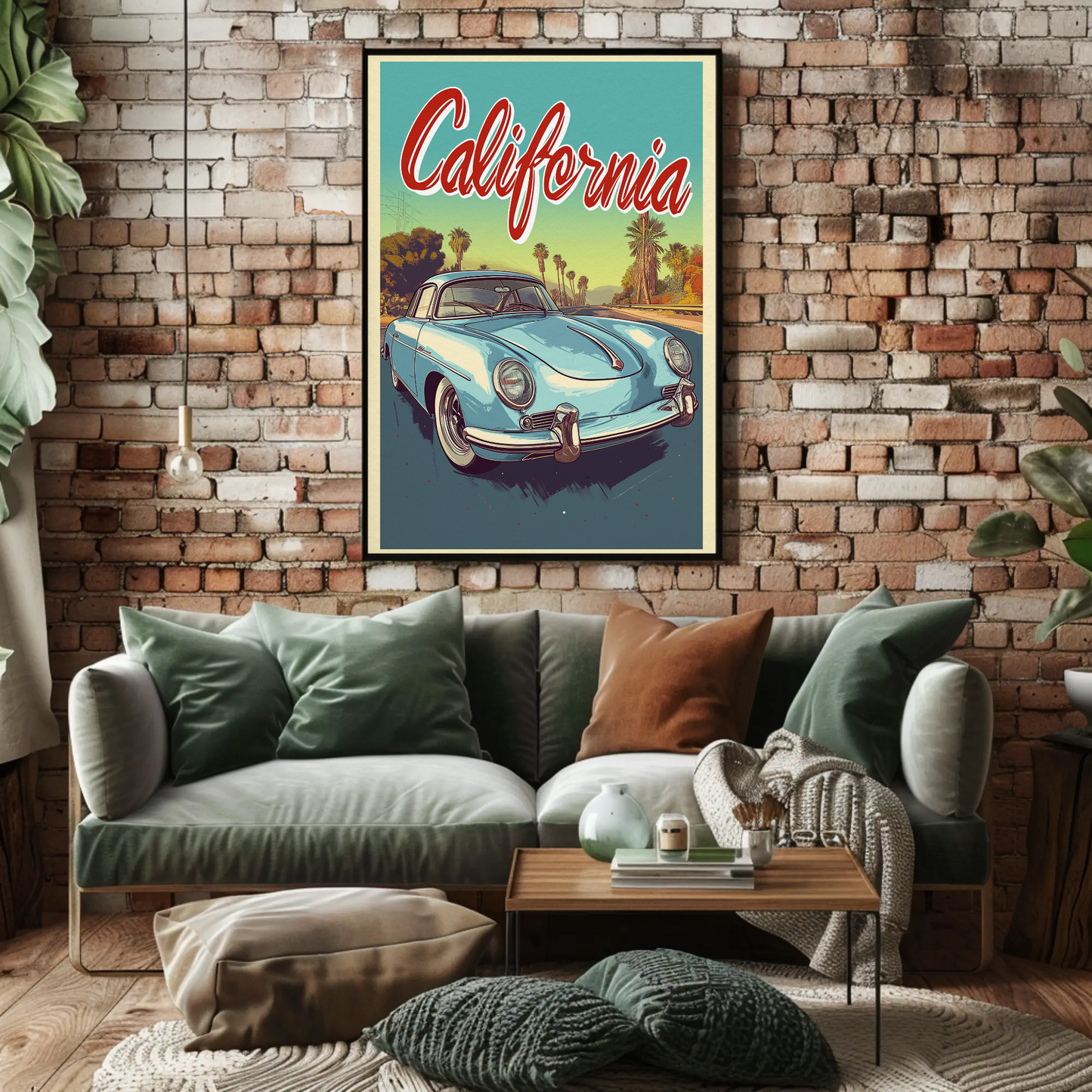California Classic Car Vintage Poster