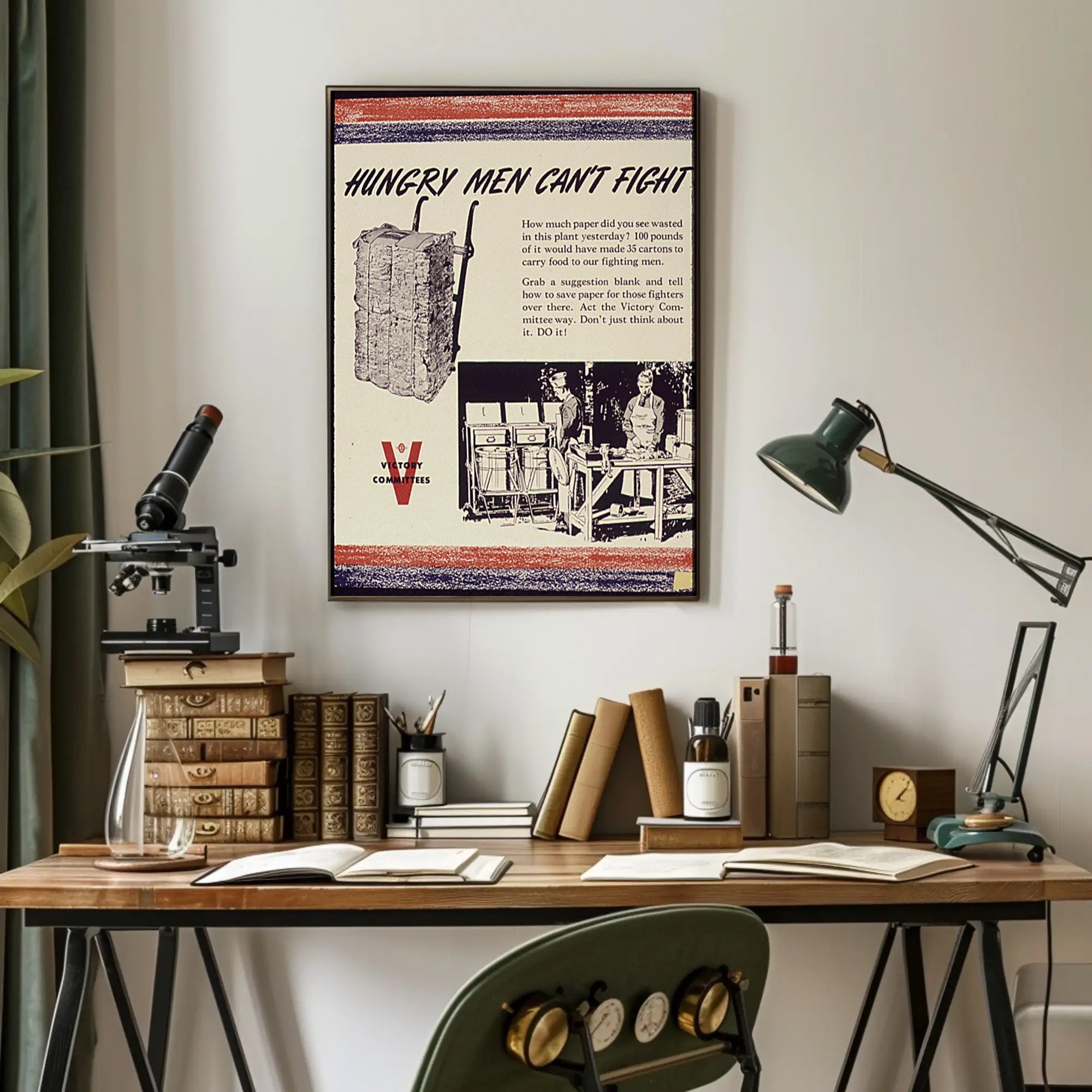 Hungry Men Can't Fight WWII Conservation Poster