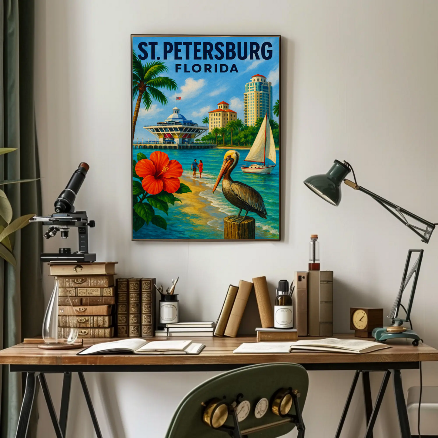 St Petersburg Florida Waterfront Pier Pelican Poster