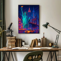 New York City Poster Modern Neon Nightlife Wall Art