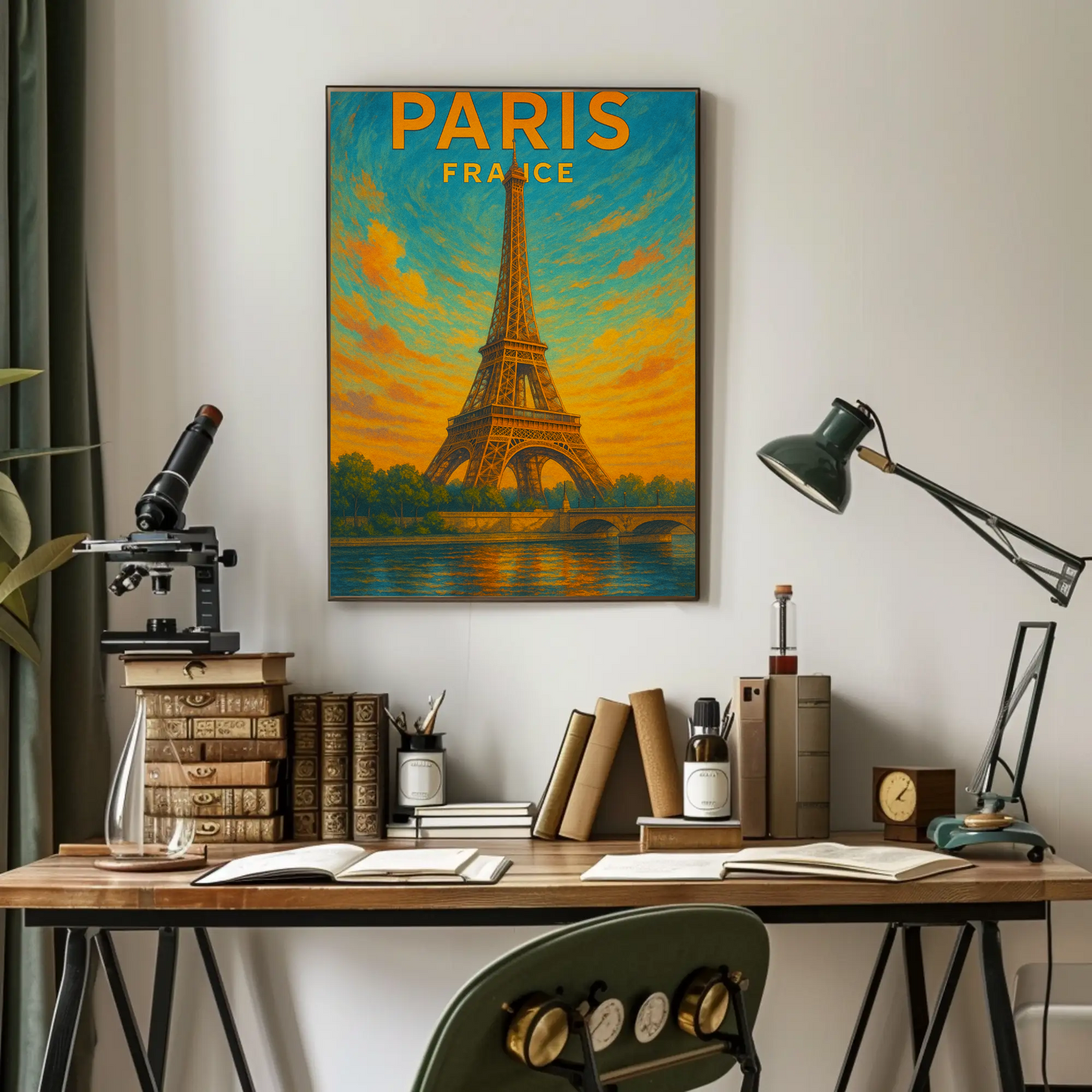 Paris Eiffel Sunset Travel Poster