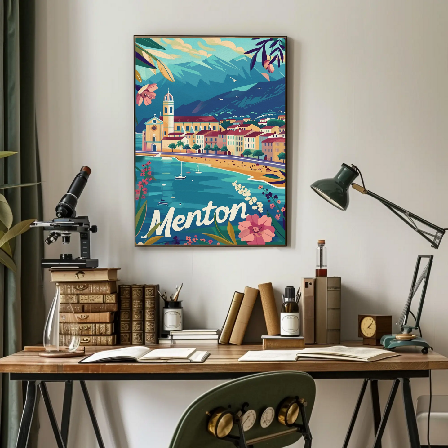 Menton French Riviera Coastal Town Travel Poster