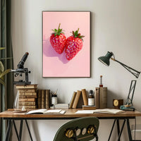 Strawberries in Geometric Design Abstract or Artistic Poster PosterGoat