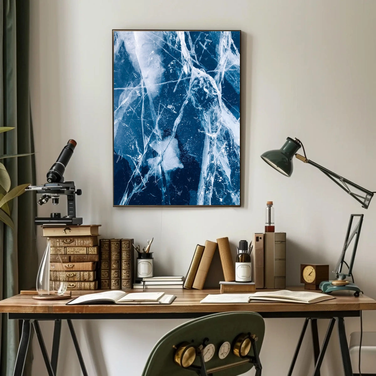 Cracked Ice Photorealistic Winter Art Poster