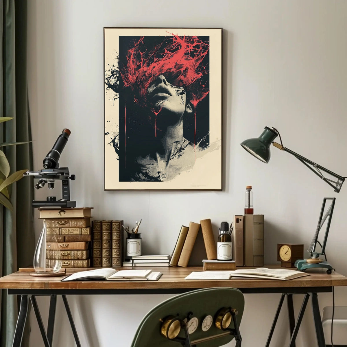 Intense Surreal Red Abstract Face Art Poster