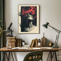 Intense Surreal Red Abstract Face Art Poster