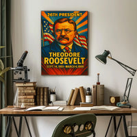 Theodore Roosevelt 26th President of the United States Colorful Comic Book Style Poster