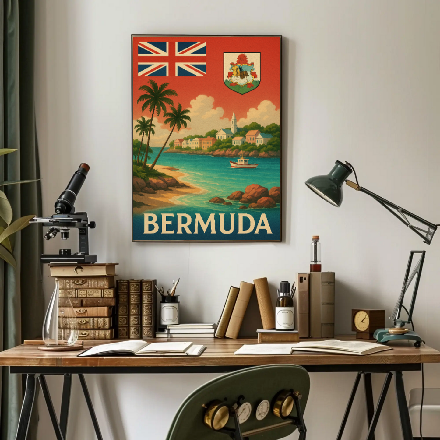 Bermuda Coastal Charm Vintage Travel Poster
