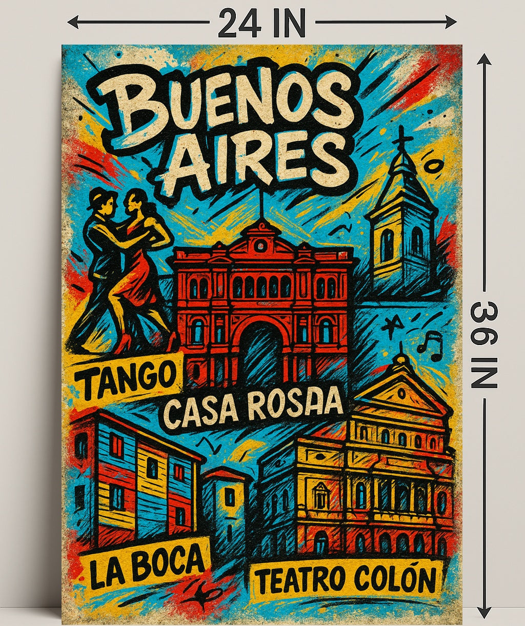 Buenos Aires Highlights Vintage Poster Print PosterGoat
