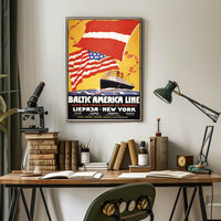Baltic America Line Vintage Travel Poster Art