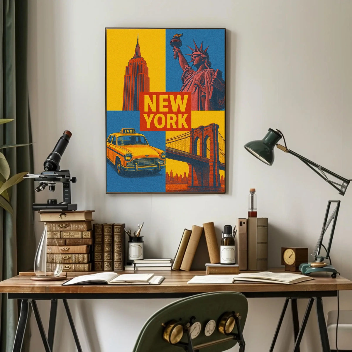 New York City Poster Vintage Landmarks Iconic Wall Art