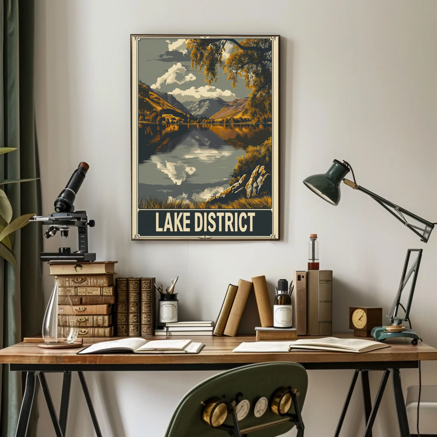 Lake District Peaceful Lake Clouds Trees Travel Poster