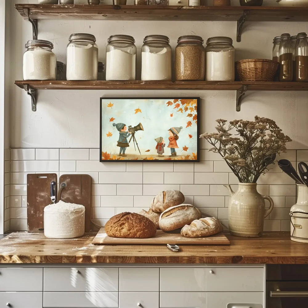 Charming Autumnal Children Illustration Poster for Home Decor