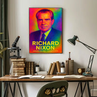 Richard Nixon 37th President of the United States Neon Gradient Overlay Poster