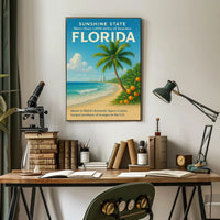 Florida Beaches and Space Exploration Vintage Travel Poster