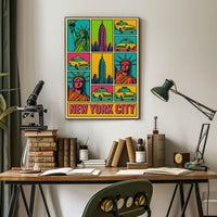 New York City Pop Art Cityscape Poster Abstract Wall Art