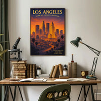 Los Angeles Skyline Vintage Urban or Cityscape Poster