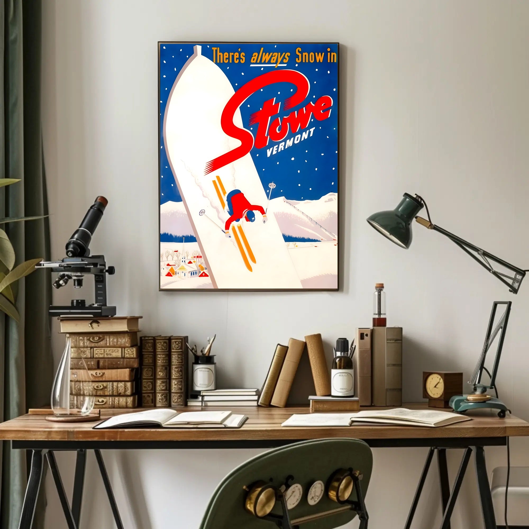 Ski Adventure in Stowe Vermont Travel Poster PosterGoat