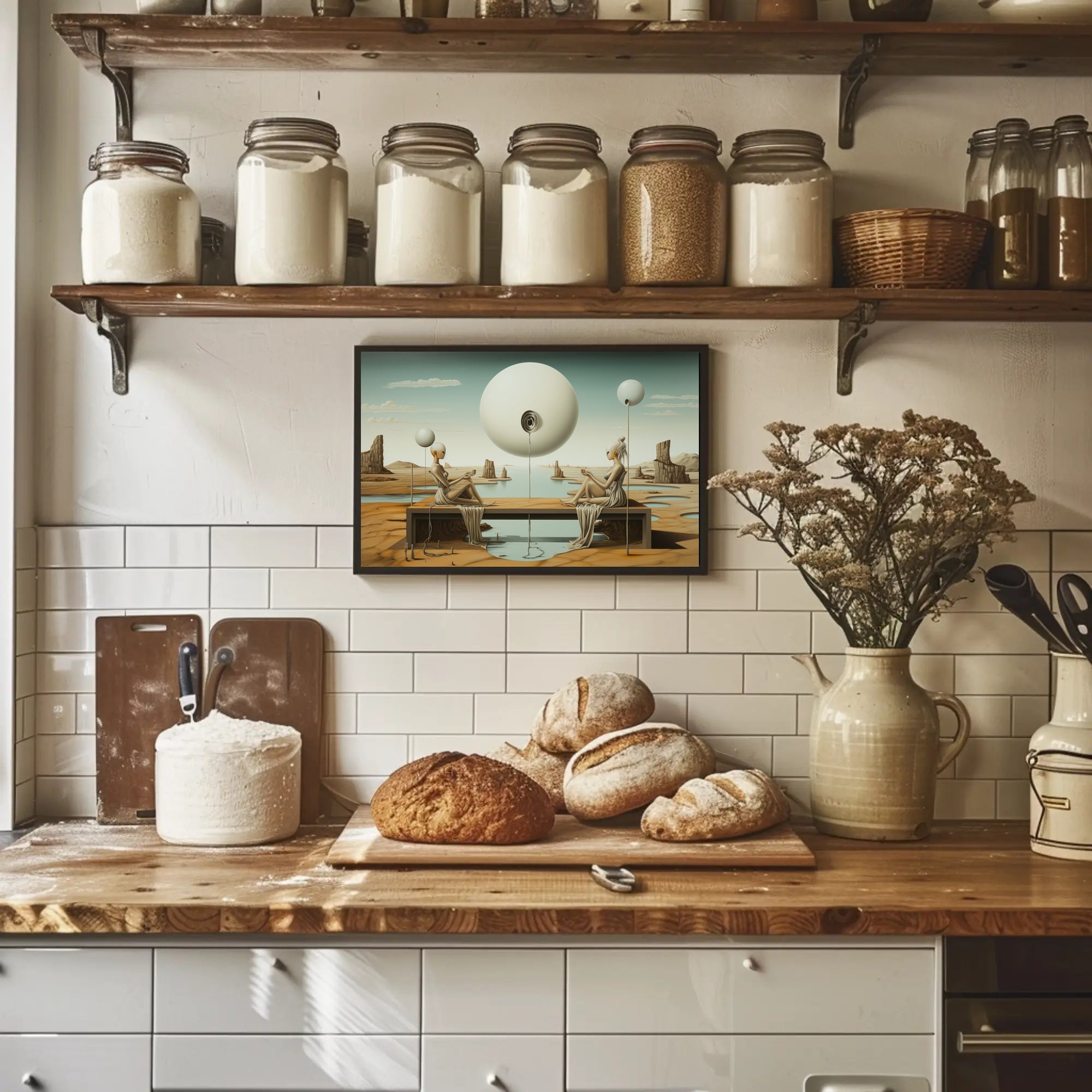 Surreal Desert Spheres Futuristic Sci-Fi Poster