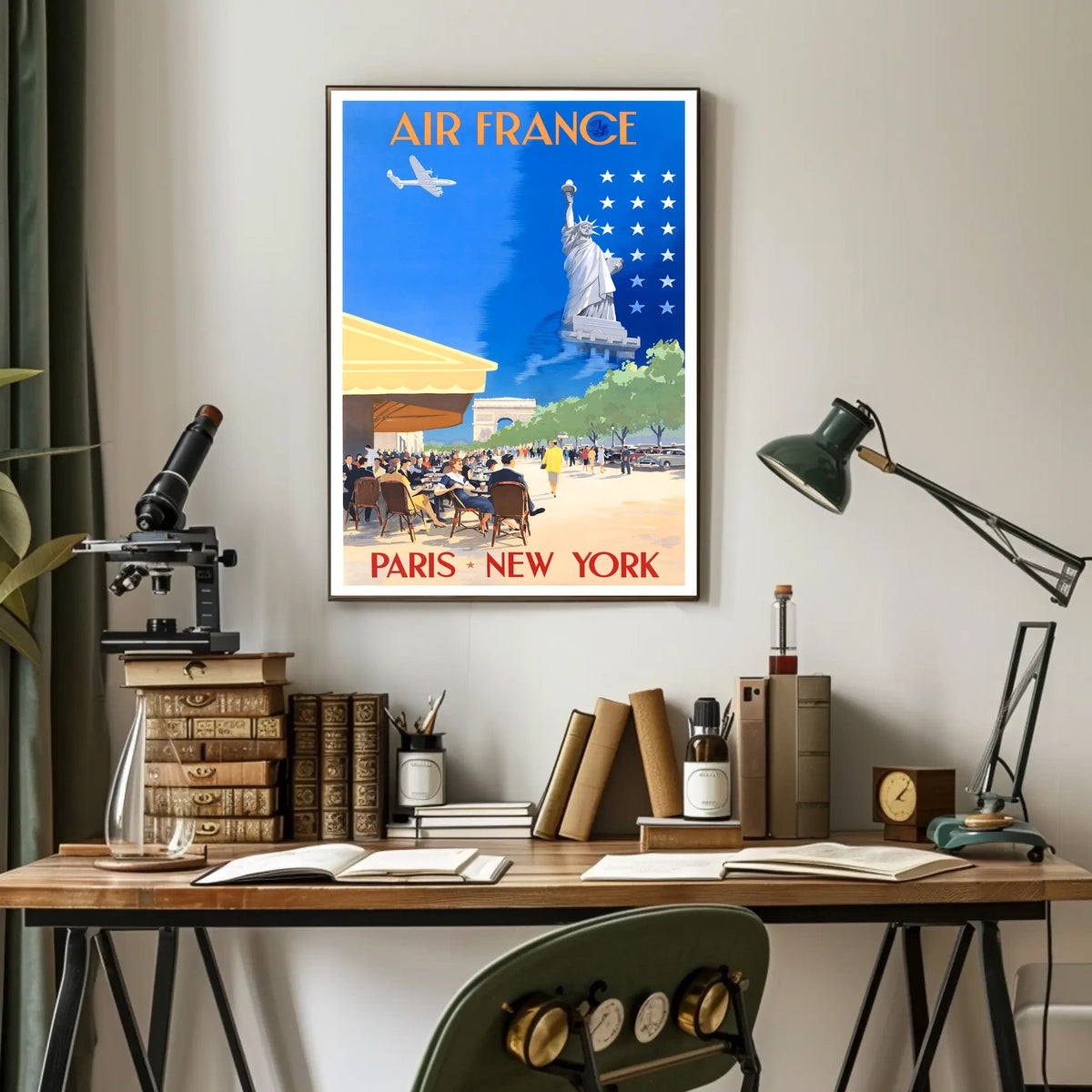 Air France Travel Poster Vintage Paris New York Wall Art
