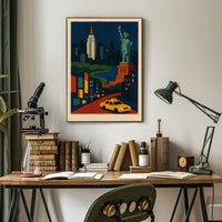 New York City Art Deco Poster Abstract Landmarks Wall Art