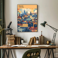 Prague Cityscape Architectural Art Travel Poster
