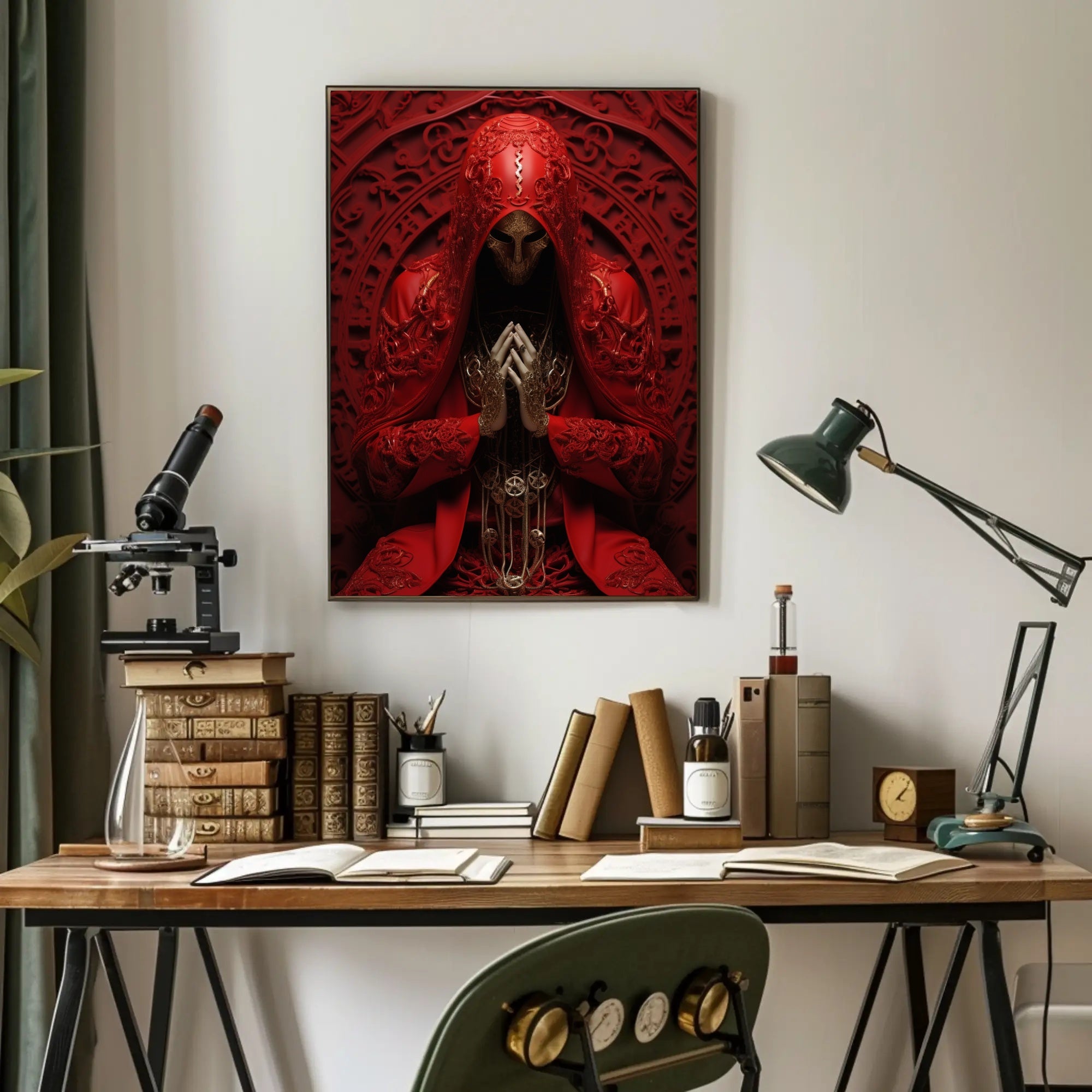 The Enigmatic Figure In Red Poster PosterGoat